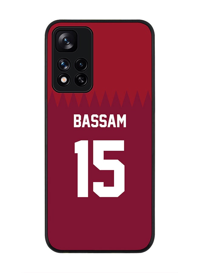 Stylizedd Rugged Black edge case for Redmi Note 11 Pro Plus 5G Slim fit Soft Case Flexible Rubber Edges Anti Drop TPU Gel Thin Cover - Football Team - Qatar Player Name - Bassam - Image 1