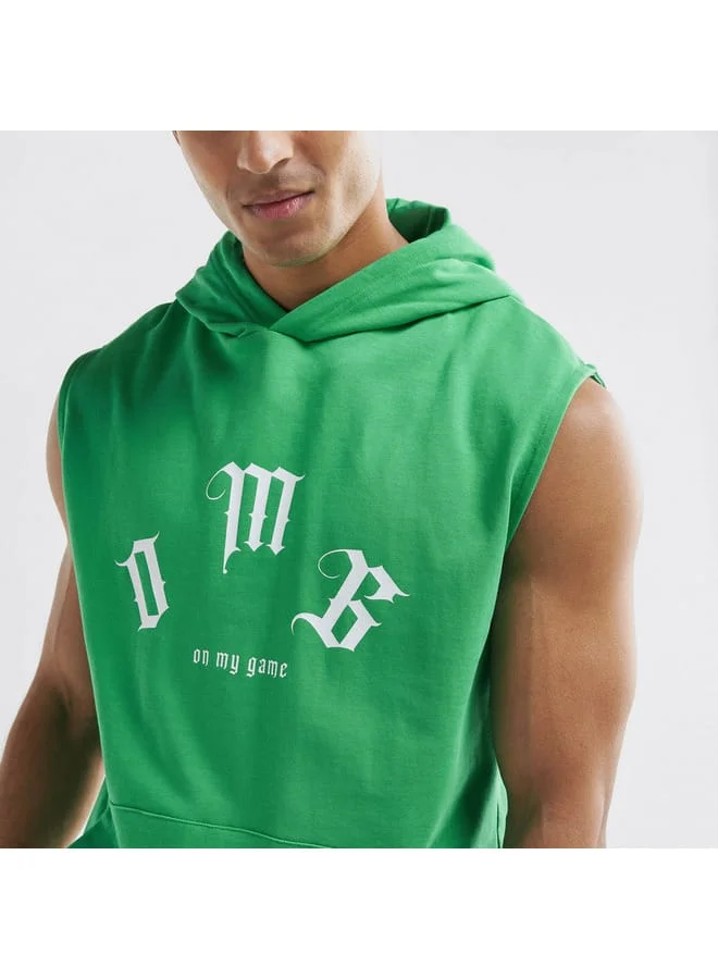 Splash FAV Slogan Print Sleeveless Hoodie