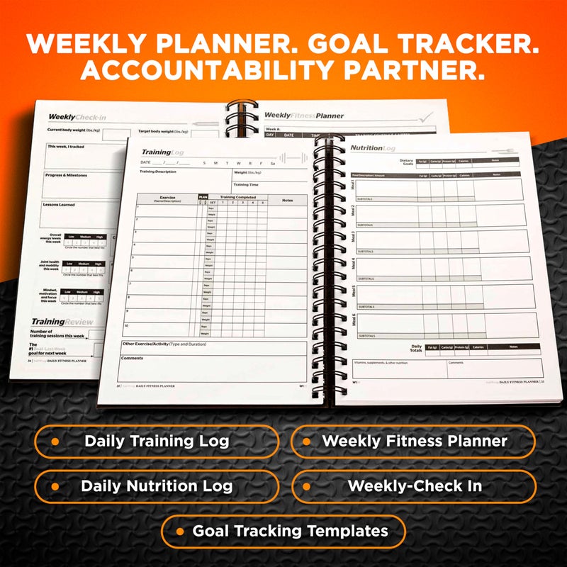 SaltWrap Daily Fitness Planner Workout Planner & Log Book, Exercise Gym Notebook Wellness, Health, Nutrition, and Food Plan Tracker, Weight Loss Goal Tracking (Daily + Weekly Logs) - Image 3