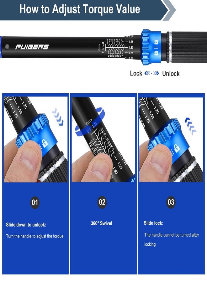 PUIBERS Torque Wrench Set 1/2 3/8 1/4 inch Drive Click, 3Pcs Torque Wrenches 10-170 FT.LB,5-50FT.LB,20-240IN.LB, Inch pound Torque Wrench with 3 Pcs Adapter for Bike,Car, Truck,Tractor - Image 5