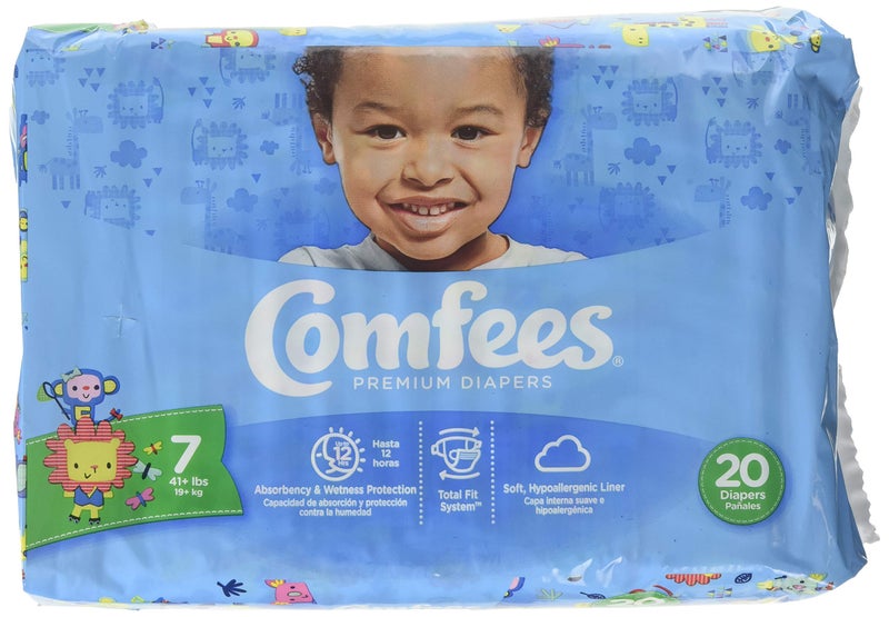 Attends Comfees Premium Baby Diapers Size 7 Case of 80