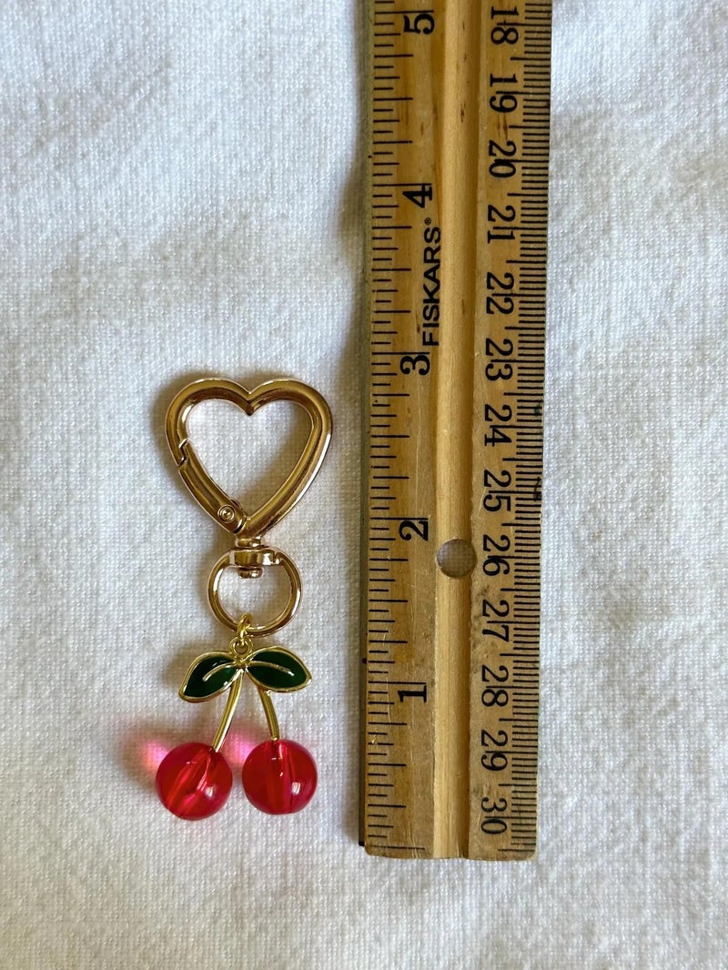 Agromusk Cute Cherry Keychain,Kawaii Cherry Bag Purse Charms for Women Car Keys Decor Gifts Stuff Accessories (Red) - Image 3
