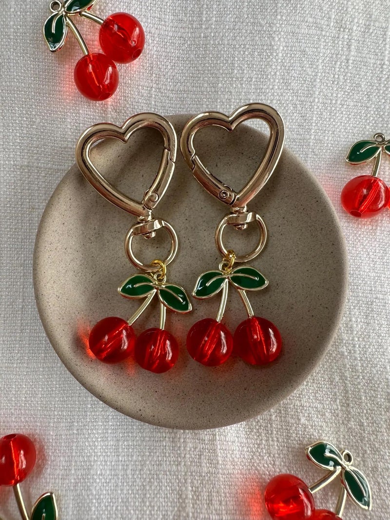 Agromusk Cute Cherry Keychain,Kawaii Cherry Bag Purse Charms for Women Car Keys Decor Gifts Stuff Accessories (Red) - Image 2