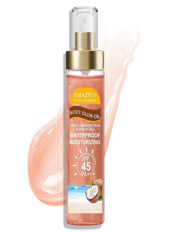 Scarman Body Glow Oil, SPF 45 PA+++, Sunscreen Body Oil with Rose Gold Mica, Moisturizing Coconut with Vitamin E, Glow Moisturizer, Lightweight, Water Resistant, 3.72 fl oz,ROSE - Image 1