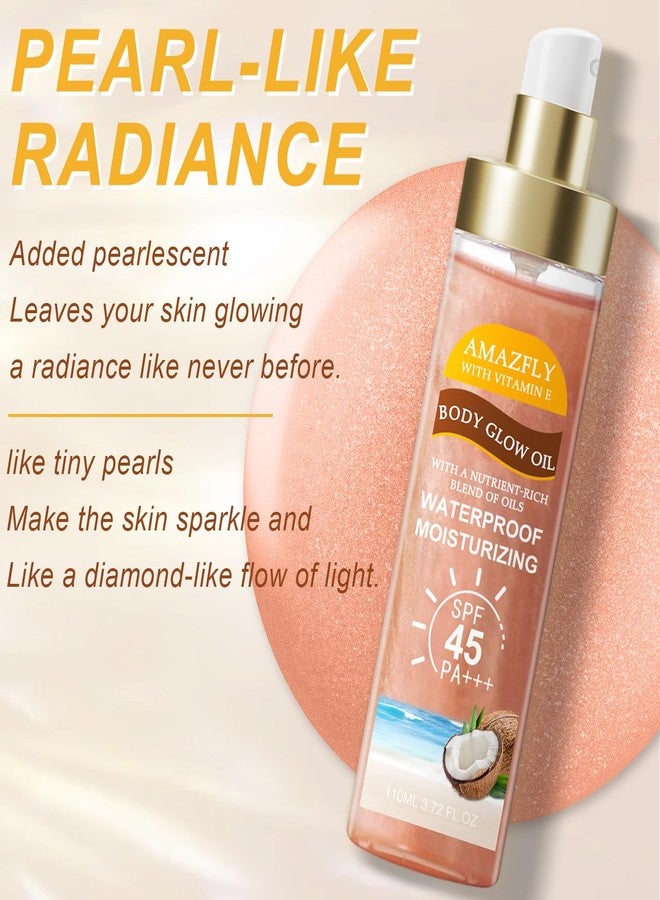 Scarman Body Glow Oil, SPF 45 PA+++, Sunscreen Body Oil with Rose Gold Mica, Moisturizing Coconut with Vitamin E, Glow Moisturizer, Lightweight, Water Resistant, 3.72 fl oz,ROSE - Image 3