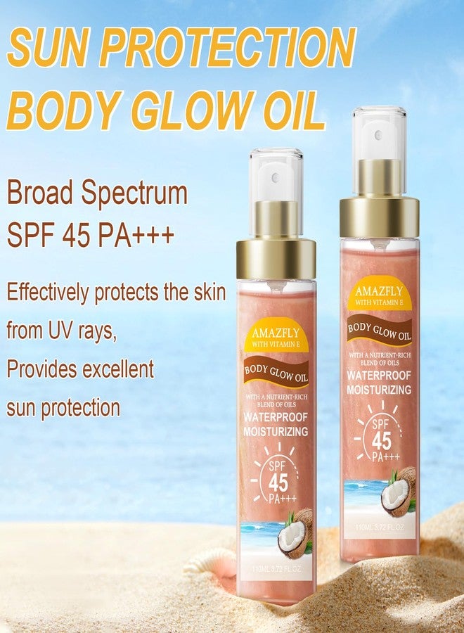 Scarman Body Glow Oil, SPF 45 PA+++, Sunscreen Body Oil with Rose Gold Mica, Moisturizing Coconut with Vitamin E, Glow Moisturizer, Lightweight, Water Resistant, 3.72 fl oz,ROSE - Image 2
