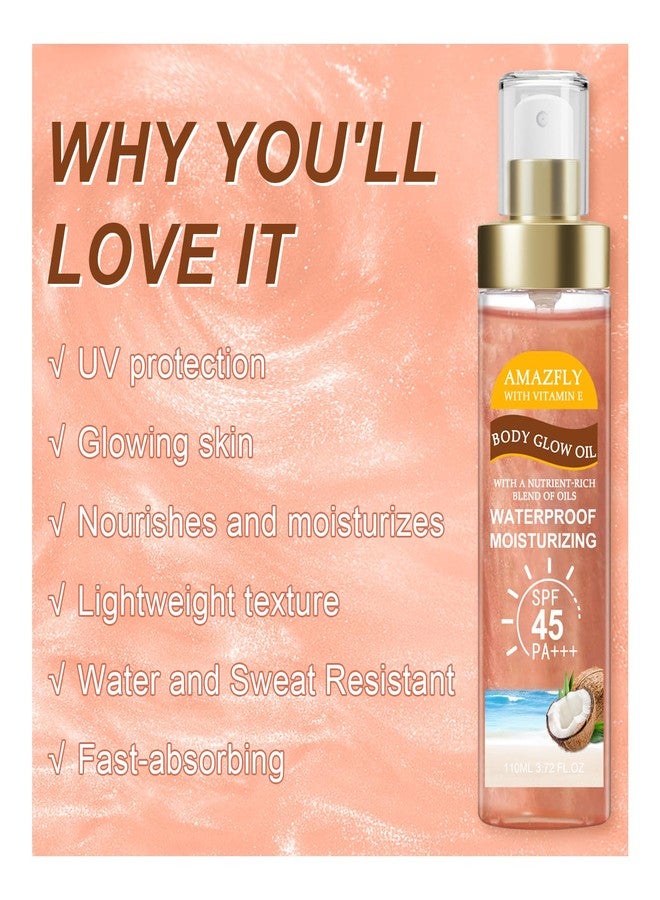 Scarman Body Glow Oil, SPF 45 PA+++, Sunscreen Body Oil with Rose Gold Mica, Moisturizing Coconut with Vitamin E, Glow Moisturizer, Lightweight, Water Resistant, 3.72 fl oz,ROSE - Image 4