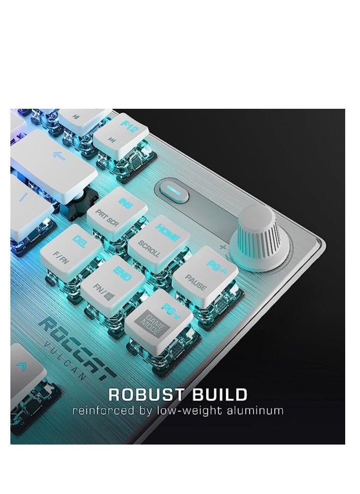 ROCCAT - ROCCAT Vulcan TKL Pro PC USB-C Gaming Keyboard, Linear Optical Titan Switch, AIMO RGB Lighting, Tenkeyless Mechanical Feel Speed Keystroke, Low Profile Ergonomic Design for Wrist Rest Support, White - Image 1