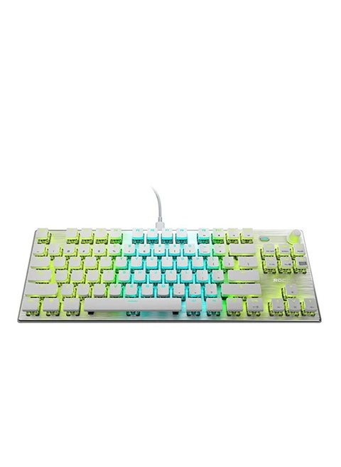 ROCCAT Vulcan TKL Pro PC USB-C Gaming Keyboard, Linear Optical Titan Switch, AIMO RGB Lighting, Tenkeyless Mechanical Feel Speed Keystroke, Low Profile Ergonomic Design for Wrist Rest Support, White