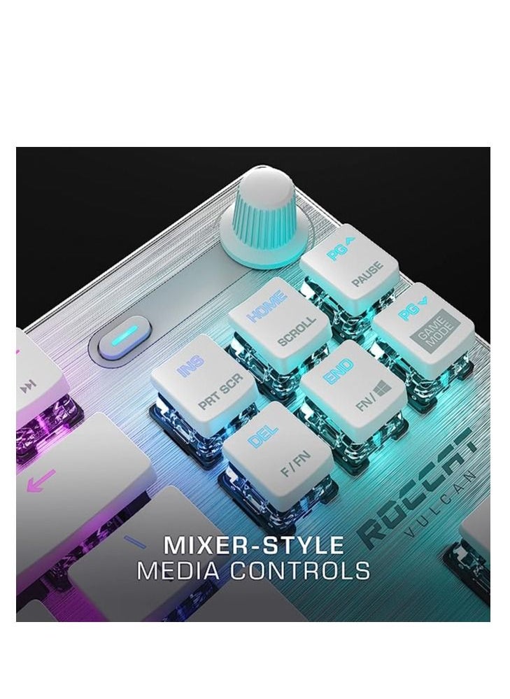ROCCAT - ROCCAT Vulcan TKL Pro PC USB-C Gaming Keyboard, Linear Optical Titan Switch, AIMO RGB Lighting, Tenkeyless Mechanical Feel Speed Keystroke, Low Profile Ergonomic Design for Wrist Rest Support, White - Image 1