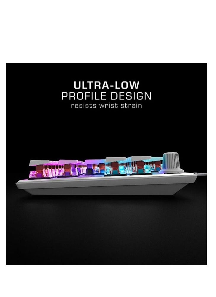 ROCCAT - ROCCAT Vulcan TKL Pro PC USB-C Gaming Keyboard, Linear Optical Titan Switch, AIMO RGB Lighting, Tenkeyless Mechanical Feel Speed Keystroke, Low Profile Ergonomic Design for Wrist Rest Support, White - Image 1