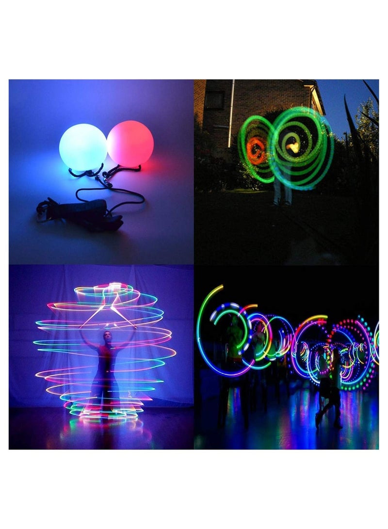 KASTWAVE 2 Pack LED Poi Ball, Adjustable Strap, Glow Balls Soft Glow, Light Up LED 9 Modes, Spinning Poi Toy for Beginner & Professional, Juggling Thrown Ball Multi Color, Spinning LED Light Up Toy - Image 4