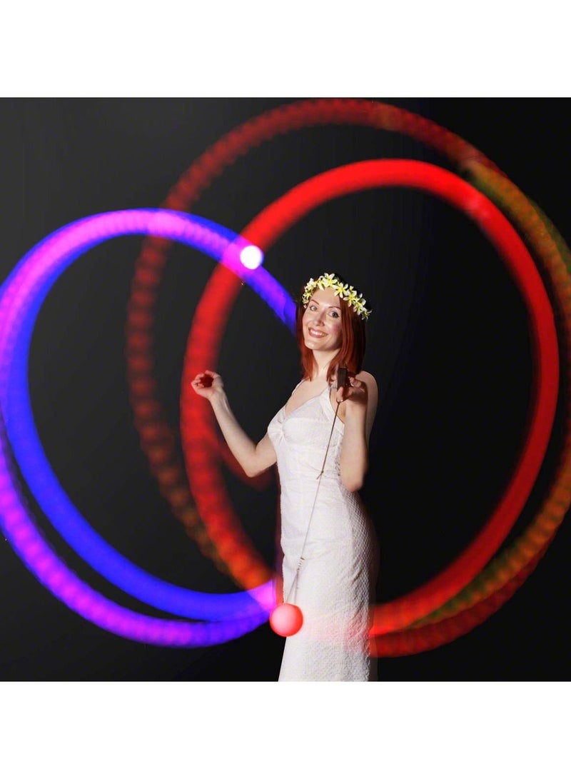 KASTWAVE 2 Pack LED Poi Ball, Adjustable Strap, Glow Balls Soft Glow, Light Up LED 9 Modes, Spinning Poi Toy for Beginner & Professional, Juggling Thrown Ball Multi Color, Spinning LED Light Up Toy - Image 3