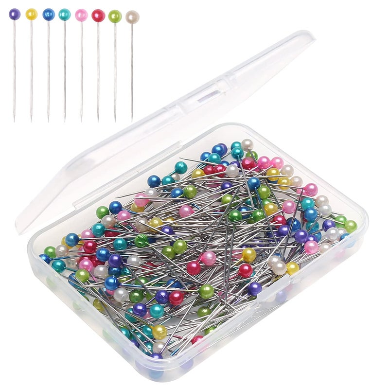 iminoo 200 pcs Multicolor Sewing Pins Plastic Head Straight Pins Craft Positioning Pins Fixed Sewing Marker Needle for Crafting Dressmaker Jewelry Decoration and Other Crafts Making Colorful 200