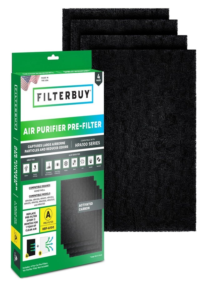 Filterbuy Activated Carbon Pre-Cut Filter HRF-A100 Replacement for Honeywell Air Purifier (4-Pack, Made in USA) - Image 1