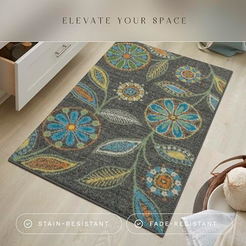 Maples Rugs Reggie Floral Kitchen Rugs Non Skid Accent Area Carpet [Made in USA], Multi, 2'6 x 3'10 - Image 2