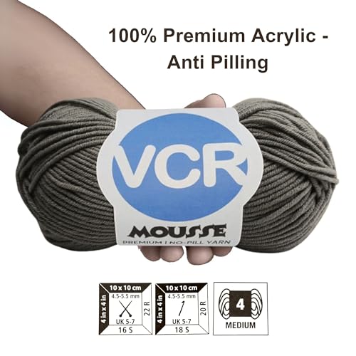 VCR 4ply Dark Grey Yarn, 100 Grams Hank, 190 Meters Length, Acrylic Ball for Crochet and Knitting, Soft Crosia Threads, Pack of 1 Yarn, Suitable for DIY Crafts - Image 3