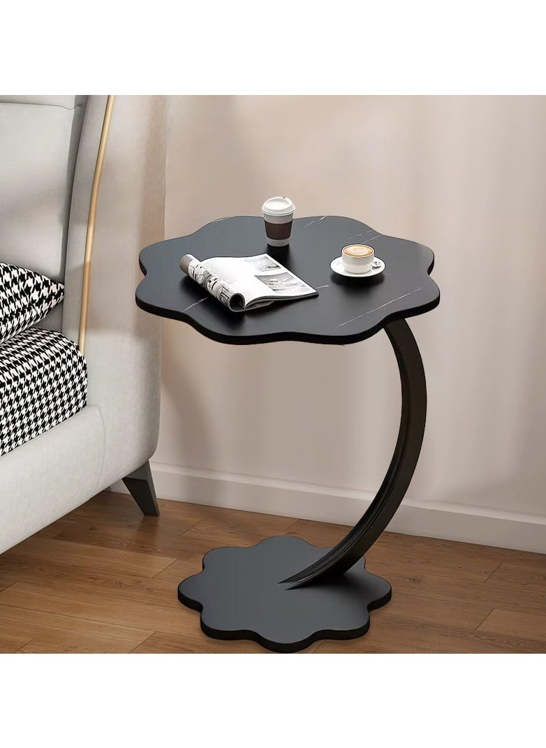XiuWoo - Flower Shaped Nordic Style C Shaped End Table Snack Side Table Wood-based Panel Table end Edge Sofa Table Modern Minimalist Sofa Coffee Laptop Table for Living Room Bedroom Office Balcony - Image 1