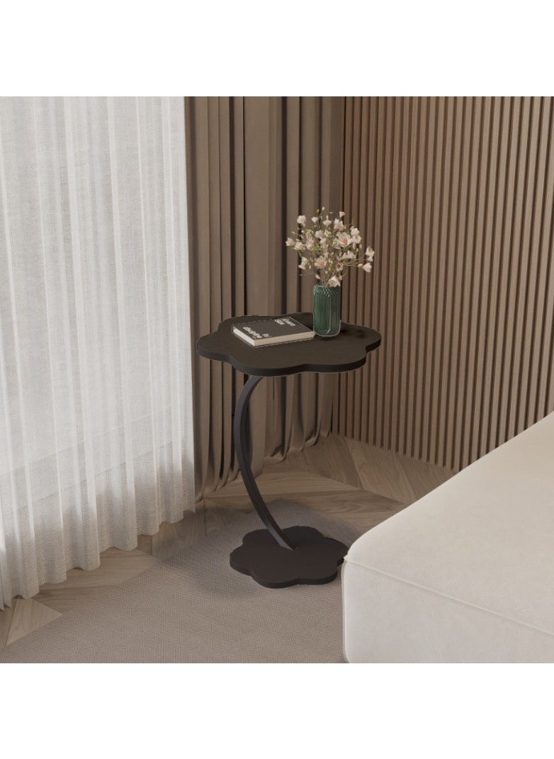 XiuWoo - Flower Shaped Nordic Style C Shaped End Table Snack Side Table Wood-based Panel Table end Edge Sofa Table Modern Minimalist Sofa Coffee Laptop Table for Living Room Bedroom Office Balcony - Image 1