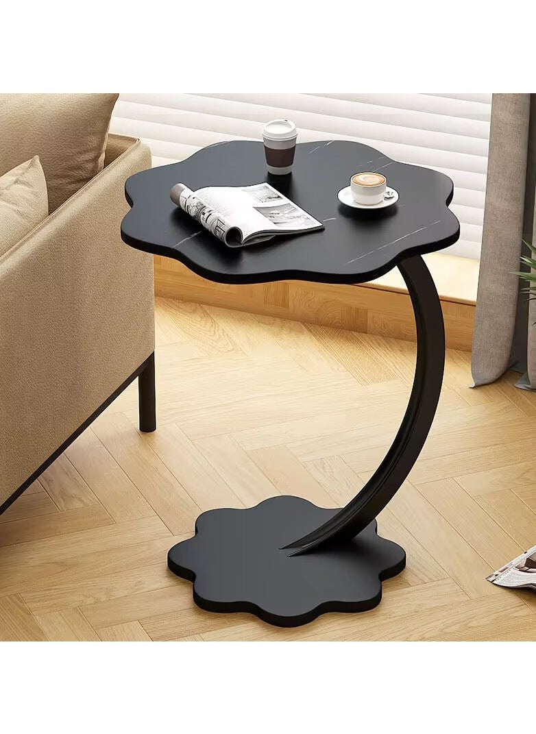 XiuWoo - Flower Shaped Nordic Style C Shaped End Table Snack Side Table Wood-based Panel Table end Edge Sofa Table Modern Minimalist Sofa Coffee Laptop Table for Living Room Bedroom Office Balcony - Image 1