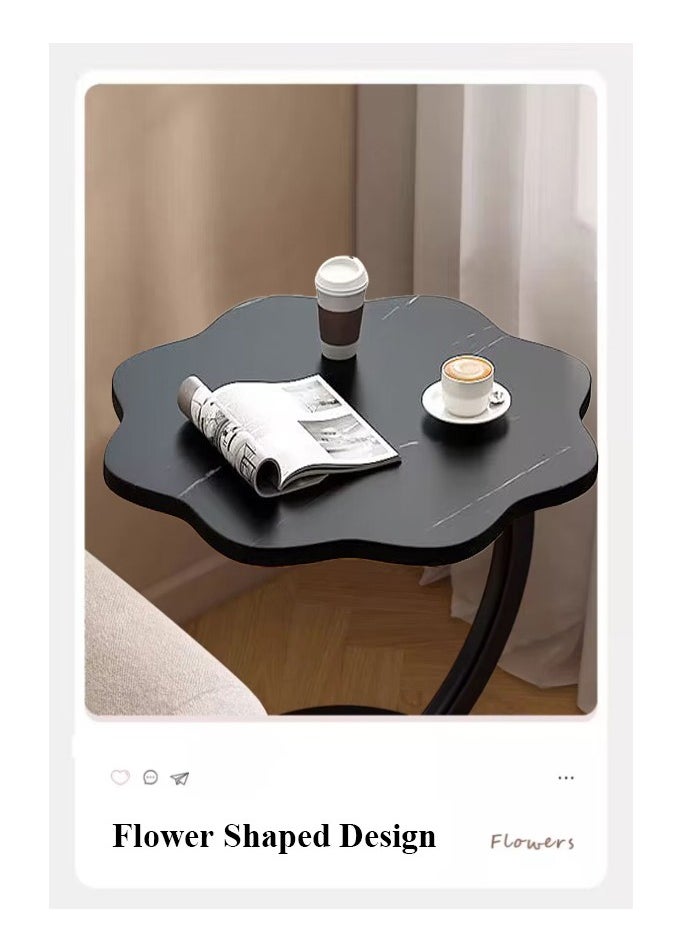 XiuWoo - Flower Shaped Nordic Style C Shaped End Table Snack Side Table Wood-based Panel Table end Edge Sofa Table Modern Minimalist Sofa Coffee Laptop Table for Living Room Bedroom Office Balcony - Image 1