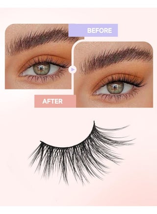 مجموعة من 7 أزواج من الرموش الصناعية بنصف عين، مع رموش رقيقة ومنفوشة بتصميم عين القطة، وشريط شفاف، ورموش ناعمة مصنوعة يدويًا بمظهر طبيعي لمكياج اليومي (أسود) - view 5