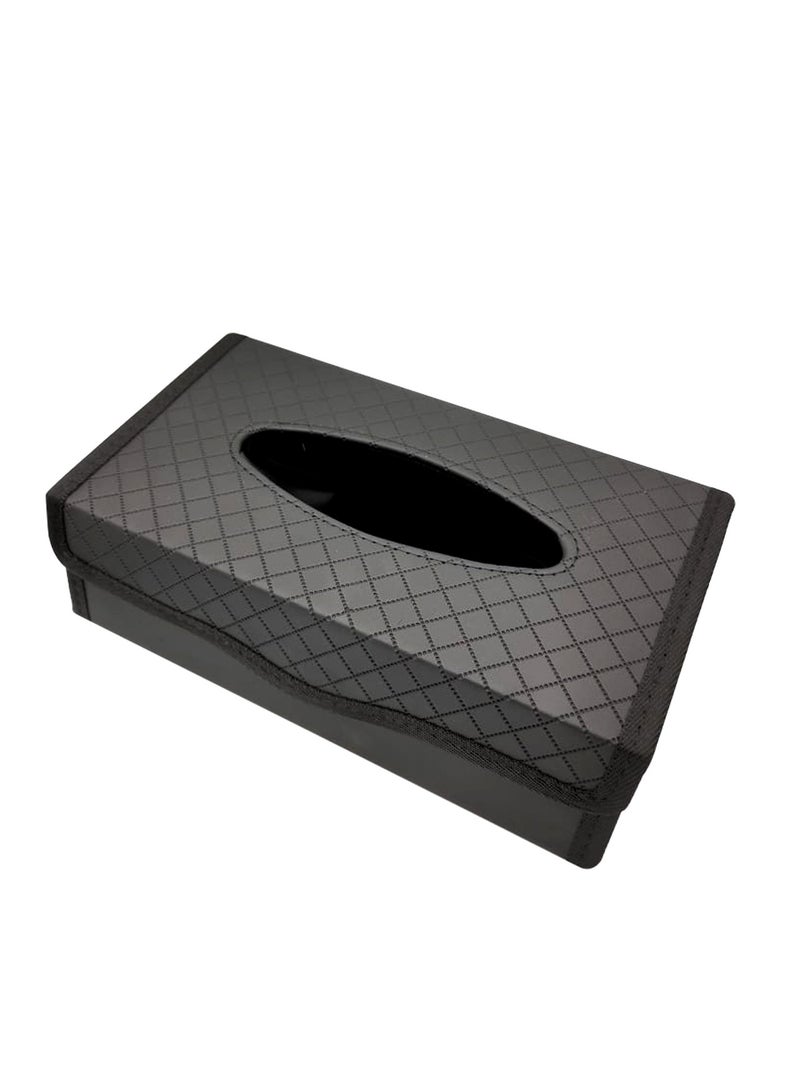Car Tissue Holder Box Large-capacity Auto Folding Tissue Dispenser for Dashboard Armrest Office Home Desk -Black 1 Piece - Image 1