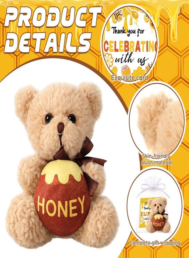Arrowbash 24 Sets Mini Plush Bear Gift with Thank You Tags and Bags 3.15 Inch Honey Bear Stuffed Animal with Honey Pot Cute Soft Toy for Baby Shower Birthday Party Favors Gifts - Image 3