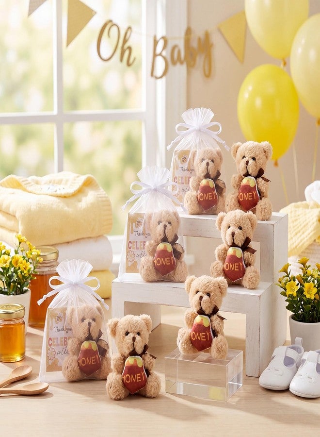 Arrowbash 24 Sets Mini Plush Bear Gift with Thank You Tags and Bags 3.15 Inch Honey Bear Stuffed Animal with Honey Pot Cute Soft Toy for Baby Shower Birthday Party Favors Gifts - Image 4