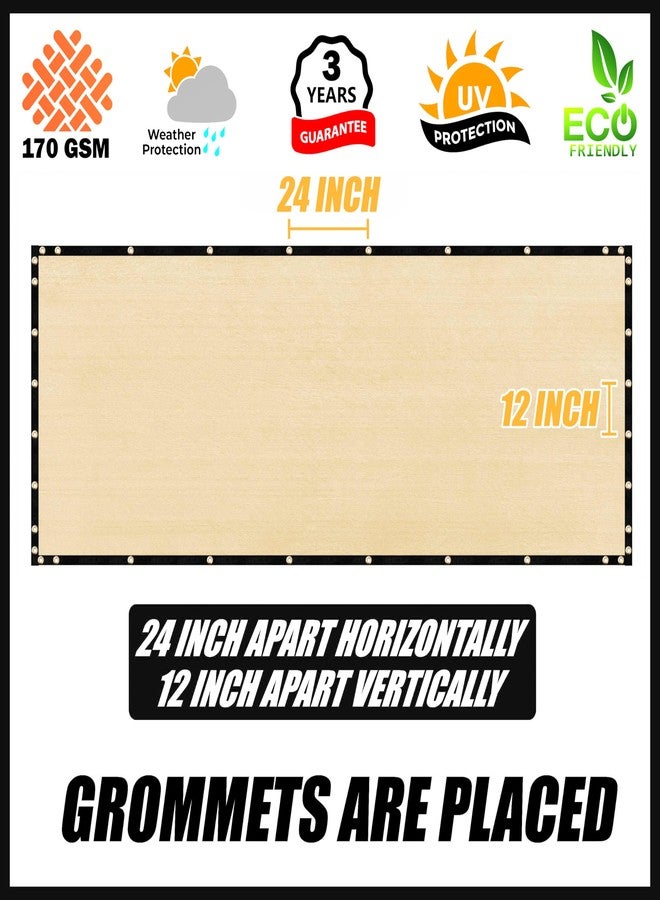Royal Shade 3' x 10' Beige Balcony Privacy Screen Apartment Above Railing Porch Patio Fence Windscreen Cover Netting Mesh Fabric Cloth - Cable Zip Ties Included (We Make Custom Size) - Image 4