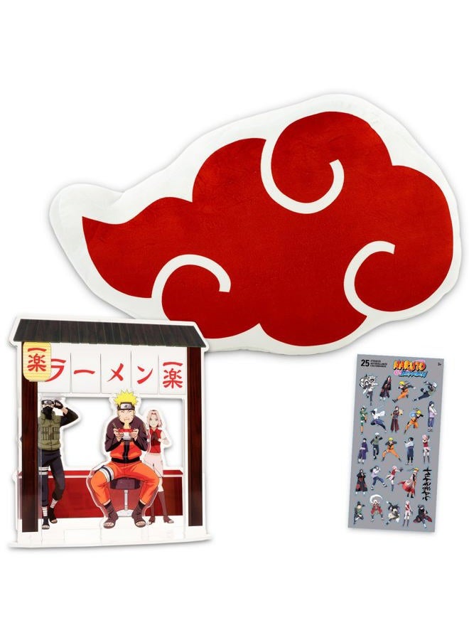 Naruto Plush Travel Pillow for Kids - Bundle with Plush Pillow Sham for Kids Bedroom Accessories Plus Figurative Stand, Stickers | Naruto Travel Accessories Set - Image 1