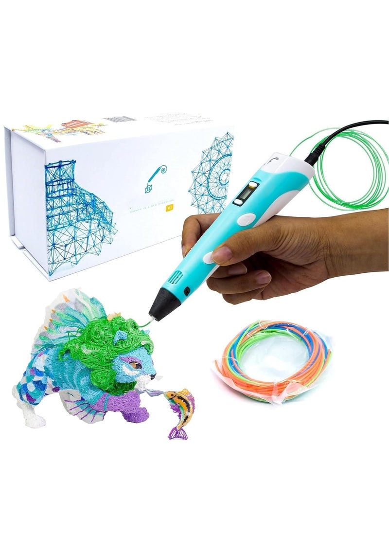 EVEREEN 3D Printing Pen with Display Includes 3D Pen 3 Starter Colors of PLA Filament Stencil Book Project Guide and Charger  - Image 1