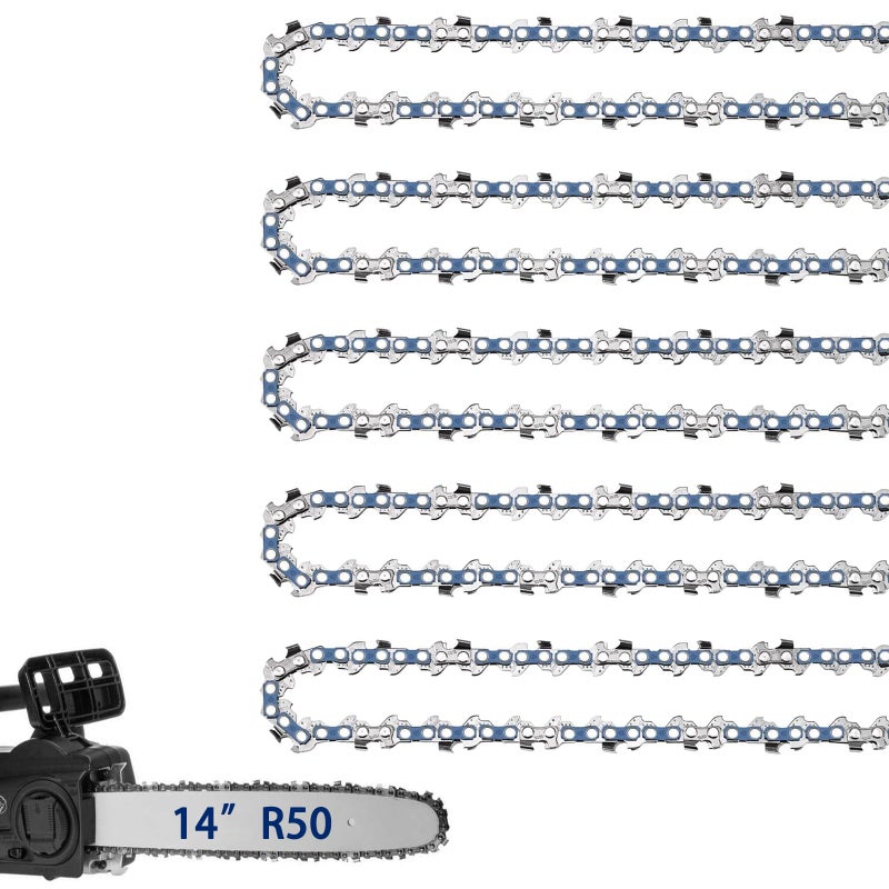 JINFFR 5 Pack 14 Inch Chainsaw Chain Fits Stihl 3/8" LP Pitch .043" Gauge 50 Drive Links, 14" Replacement Chain Fit for STIHL MS170, MS180C, MS193T, MS194T, 61PMM350 and More, R50 - Image 1