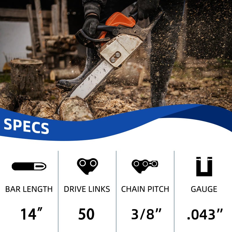 JINFFR 5 Pack 14 Inch Chainsaw Chain Fits Stihl 3/8" LP Pitch .043" Gauge 50 Drive Links, 14" Replacement Chain Fit for STIHL MS170, MS180C, MS193T, MS194T, 61PMM350 and More, R50 - Image 2
