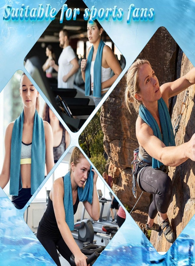 Honoson 10 Pcs Cooling Towels for Neck and Face, 47"x12" Sports Breathable Ice Towels Microfiber Chilly Sweat Rags with Portable Bottle for Gym Golf Athletes Yoga Workout Hot Weather (Light Blue) - Image 4