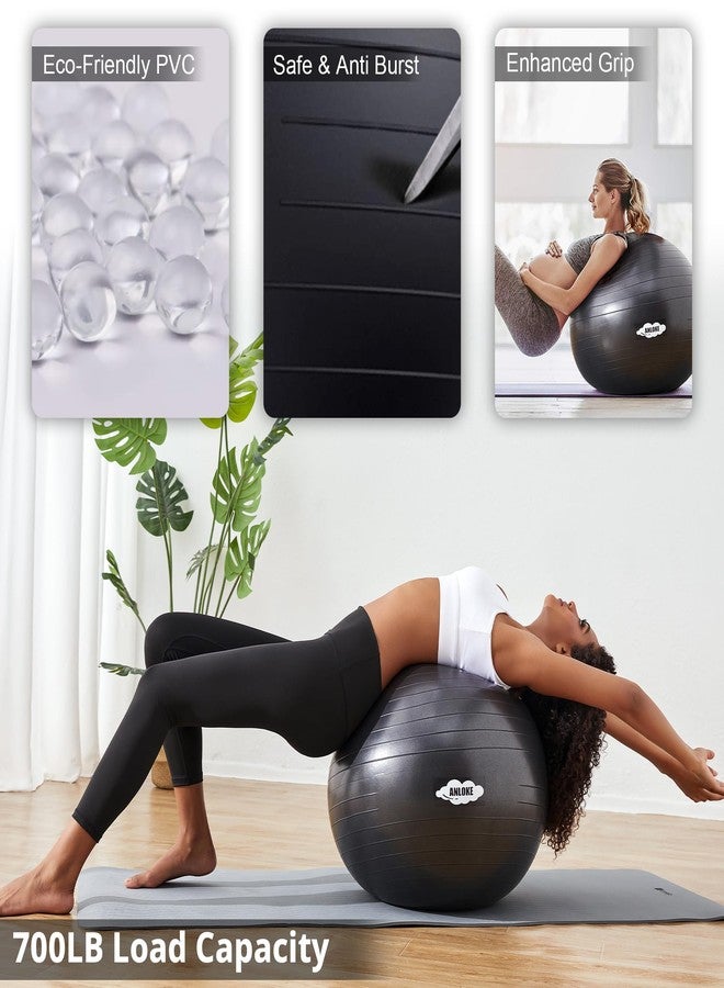 ANLOKE Yoga Ball for Exercise Fitness & Balance, Anti-Burst Stability Ball Chair, Birthing Ball for Pregnancy -M (19"~22") 55cm, Black - Image 4