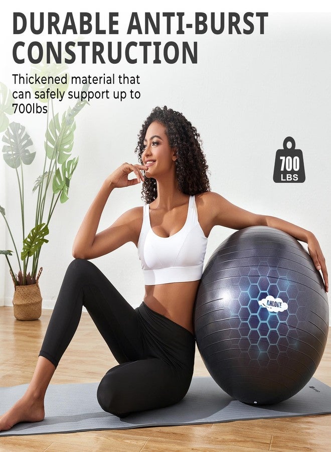 ANLOKE Yoga Ball for Exercise Fitness & Balance, Anti-Burst Stability Ball Chair, Birthing Ball for Pregnancy -M (19"~22") 55cm, Black - Image 3