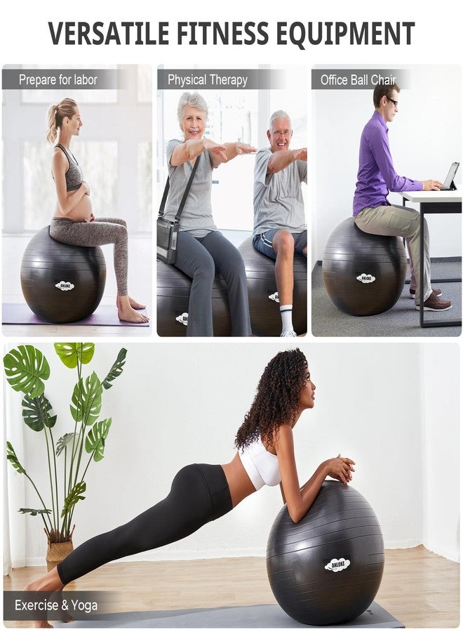 ANLOKE Yoga Ball for Exercise Fitness & Balance, Anti-Burst Stability Ball Chair, Birthing Ball for Pregnancy -M (19"~22") 55cm, Black - Image 2