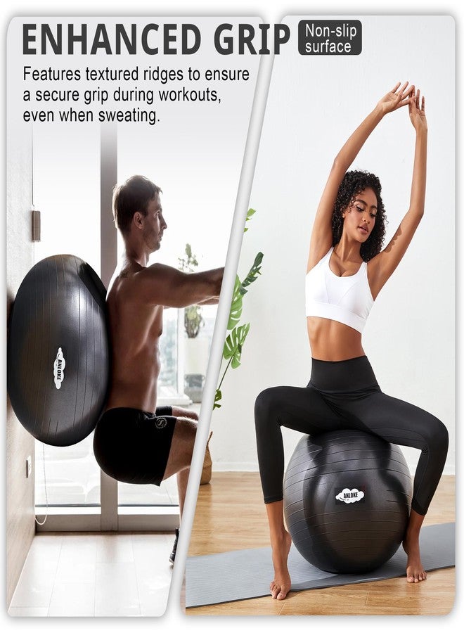 ANLOKE Yoga Ball for Exercise Fitness & Balance, Anti-Burst Stability Ball Chair, Birthing Ball for Pregnancy -M (19"~22") 55cm, Black - Image 5
