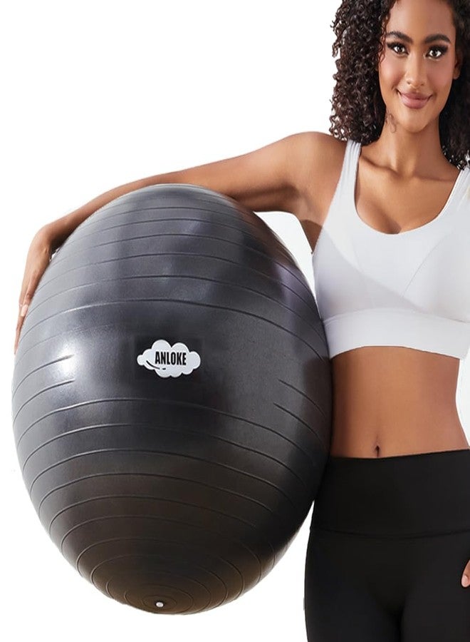 ANLOKE Yoga Ball for Exercise Fitness & Balance, Anti-Burst Stability Ball Chair, Birthing Ball for Pregnancy -M (19"~22") 55cm, Black - Image 1