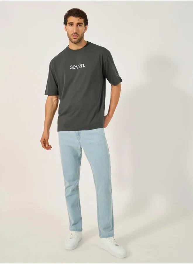 Styli Styli Slogan Print Crew Neck Oversized T-Shirt