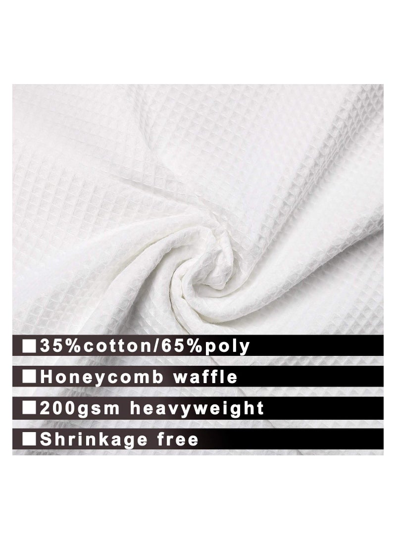 Hotel Style Cotton Shower Curtain with Snap In Fabric Liner Mesh Window Top Honeycomb Waffle Weave Blend Washable White 72x71 Inches - Image 2