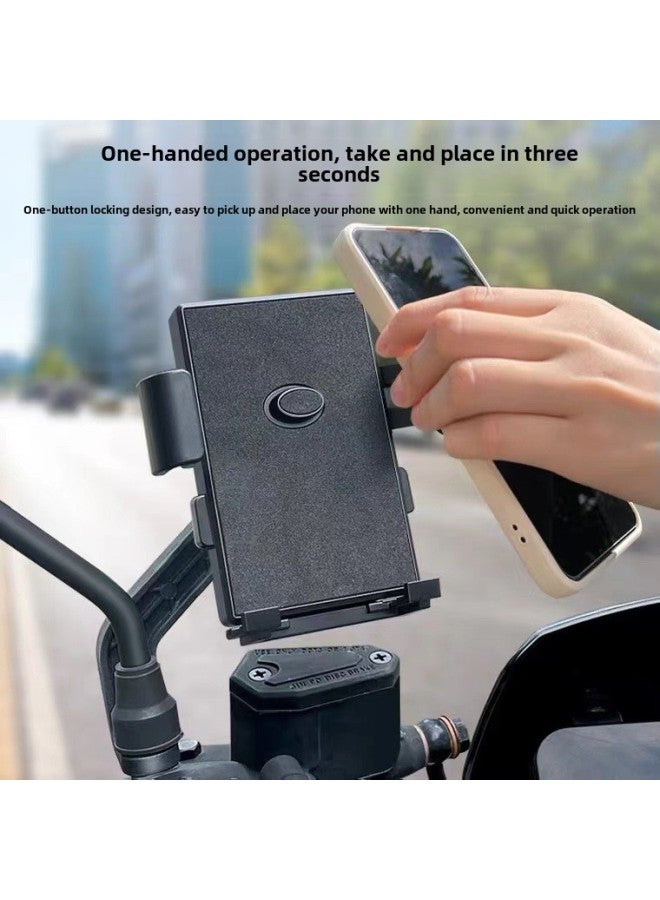 Riding Motorcycle Mobile Phone Bracket Suitable For Rider Navigation Electric Car Bicycle Mobile Phone Bracket Manufacturers Wholesale-Color:C2 Rearview Mirror Model-black