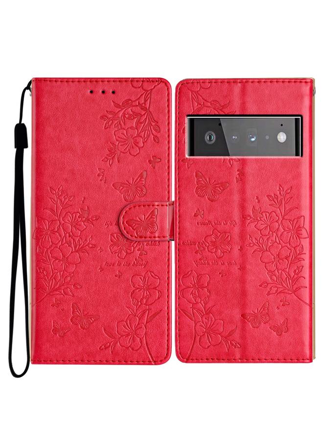 S-TOP Case For Google Pixel 6 Butterflies and Flowers Leather Phone Case - Image 1