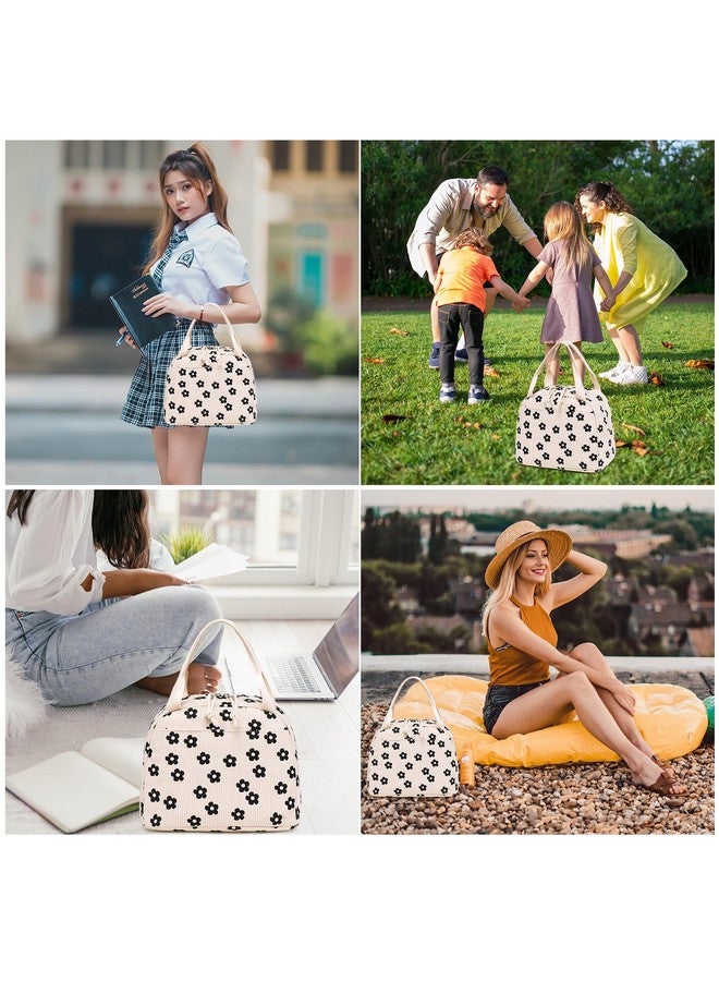 LEDAOU Lunch Box for Women Insulated Lunch Bag Corduroy Lunch Tote Bags Leakproof Cooler Lunch Case for Travel Work Picnic - Image 3