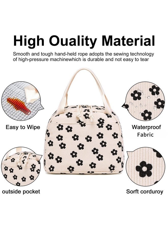 LEDAOU Lunch Box for Women Insulated Lunch Bag Corduroy Lunch Tote Bags Leakproof Cooler Lunch Case for Travel Work Picnic - Image 4