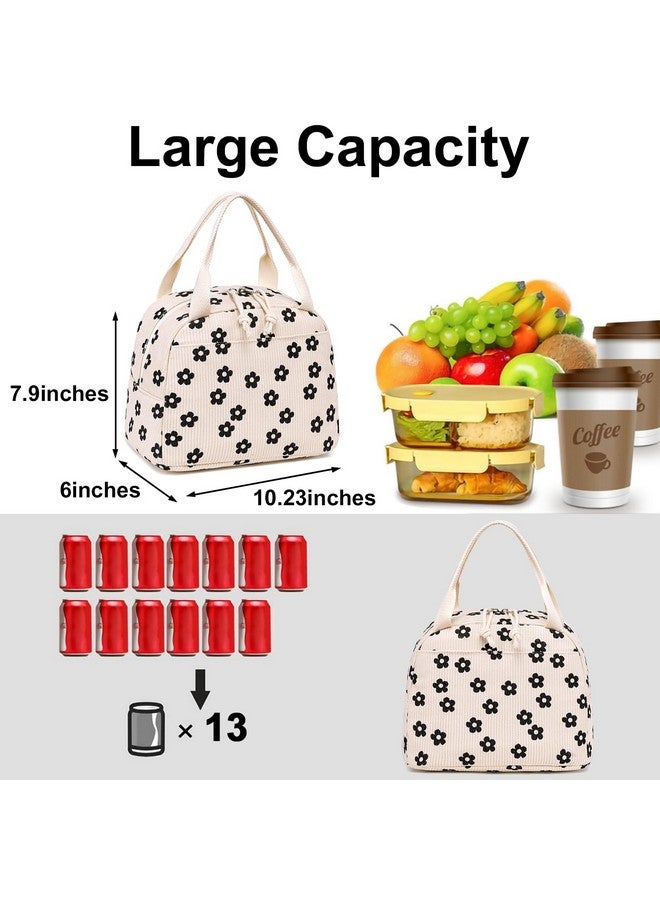 LEDAOU Lunch Box for Women Insulated Lunch Bag Corduroy Lunch Tote Bags Leakproof Cooler Lunch Case for Travel Work Picnic - Image 5