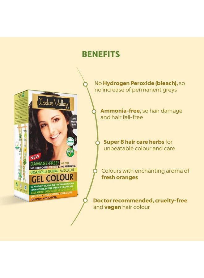 Indus Valley Natural Organic Damage Free Permanent Gel Hair Color Ammonia Free Vegan Cruelty Free Up To 100% Gray Coverage Doctor Recommended Bio Natural Certified Dark Brown 3.0 20Gram200Ml Pack Of 1 - Image 4