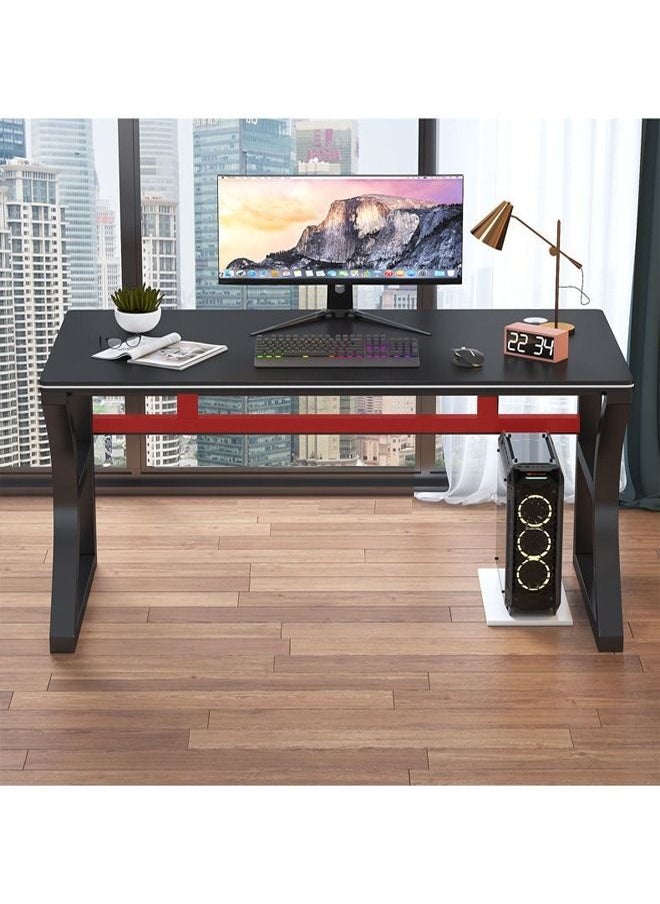 fashionhome - Modern Style Multipurpose Steel Frame Study and Computer Stabilized Desk Table With Bookshelf Bottom Storage Shelf and Double Cable Hole for Electronic Accessories For Home and Office Furniture 100x50x75 cm - Image 1