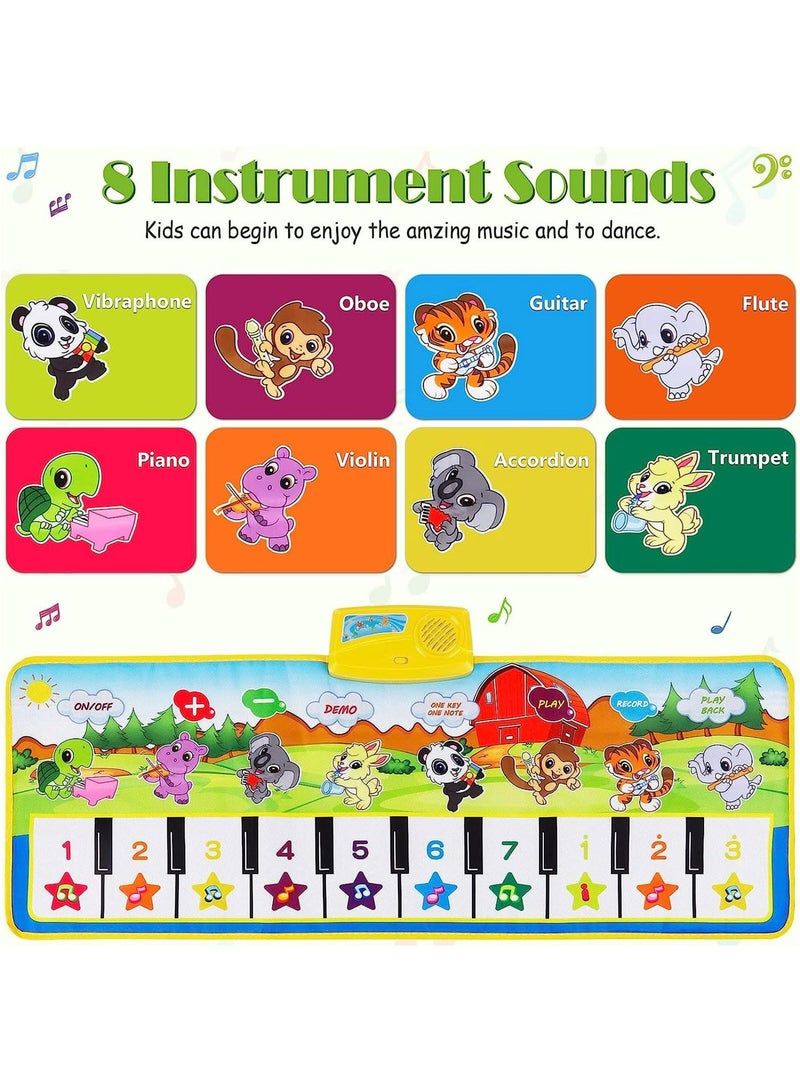 CMGTYYD Piano Music Dance Mat,Baby Musical Mat,Piano Mat For Toddlers With 8 Animal Sounds Blanket Touch Play Mat Gift Toys For 2 3 4 5 6 Years Old Kids Boys Girls  - Image 3